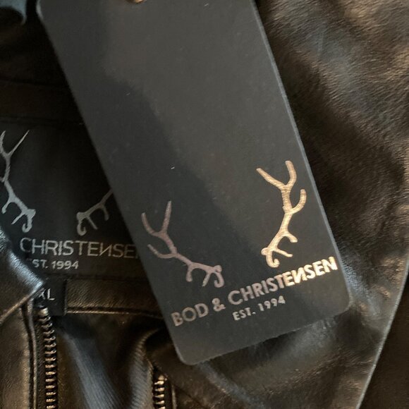 Bod & Christensen Laser-Cut Black Leather Jacket Floral Design Size XL New - Picture 3 of 7